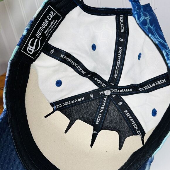 Kryptek American Flag USA Patch Hat OS Adjustable Blue White Green Kaleidoscope - Picture 8 of 11